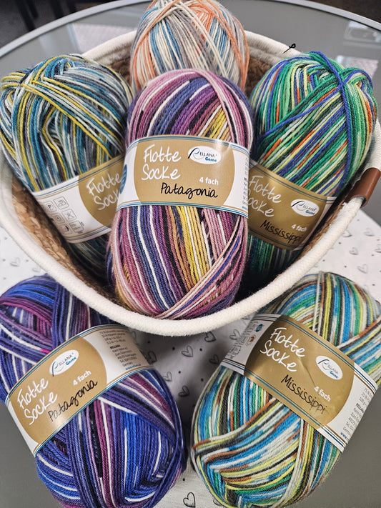 "Sockenzauber" 6 Knäul 4fach Sockengarn zum Preis von 5 (2)