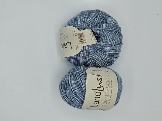 Landlust Sommerseide Wollschatz 100g blau meliert